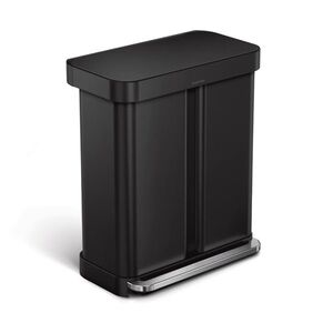 Simplehuman 58L Dual Compartment Rectangular Step Can in Matte Black